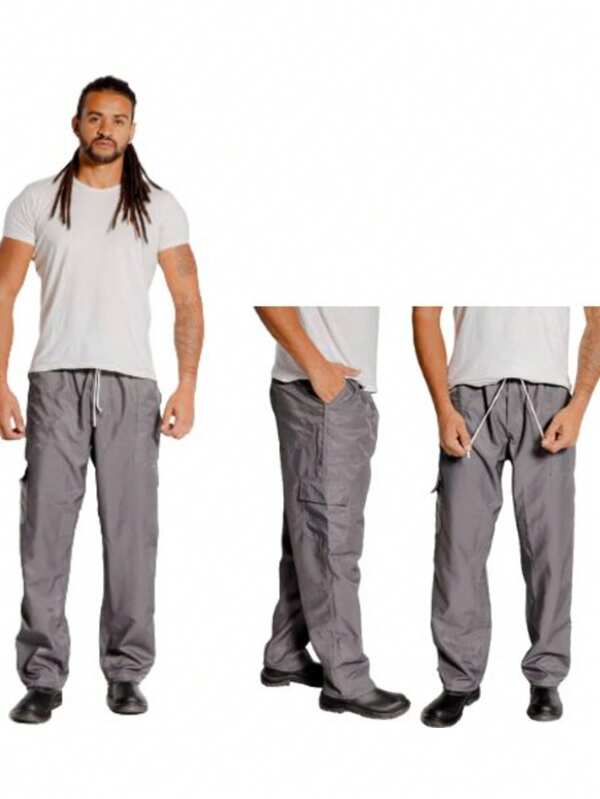 Calça Brim Masculino Com Bolsos Sem/Faixa Elástico no Cós com CORDÃO Mecanico Uniforme- Durabilidade e Conforto Plus Size e Slim