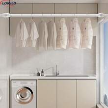 1 件装黑色不锈钢免打孔拼接浴帘杆，拼接伸缩杆，自由拼接多尺寸晾衣杆，窗帘杆，衣柜挂杆，阳台窗帘杆，卧室窗帘杆，浴室伸缩毛巾挂杆；浴室配件 - 純白色 - 查看 4