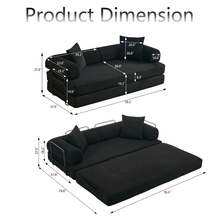 YOGLAD 4-In-1 Convertible Sofa Bed, DIY Combination Modular Sleeper, King Size Foldable Sofa With Corduroy Fabric, No Assembly Required, Space Saver Sofa Cama For Apartment & Bedroom, Room Decor, Home Decor, Living Room Furniture - 黑色 - 查看 2