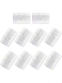 2 Stück transparenter Haarkamm, Damen Haarklammer Kamm mit 14 Zähnen, Plastik Brautschleier Kamm, exquisites Haarzubehör für Mädchen, Haarstyling Werkzeuge