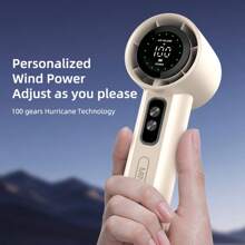 New Portable Handheld Bladeless Fan - Adjustable & Rechargeable Mini Personal Fan With LED Display, High-Speed Turbo Engine, USB Charging, Ergonomic Design For Travel & Outdoor Use