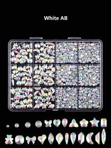 12pcs/Set Mixed Flat Nail Art Rhinestones Decor, Nail Jewels For DIY Nail Jewelry, Phone Case, Cup, Hair Accessories, Face Gems