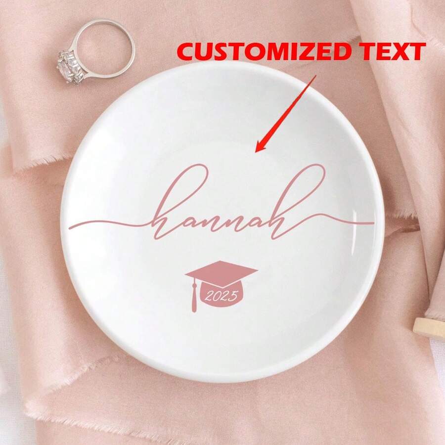 1pc Graduation Jewelry Dish / Graduation Gift For Her / Personalized Trinket Dish / Class Of 2025 Gift / Daughter Grad Gift / College Graduation - White - View 1
