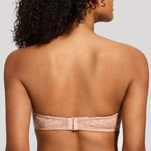 MELENECA MELENECA Women's No Padding Sheer Lace Bandeau See-Through Minimizer Underwire Strapless Bras