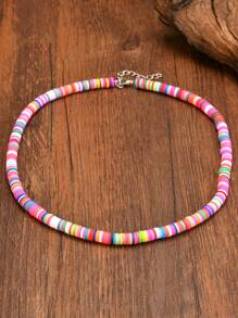 Colier colorat din argilă polimerică, colier cu pandantiv din lut moale, în stil european și american de vară, potrivit pentru activități în aer liber