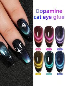 XEIJAYI Esmalte de uñas en gel de ojos de gato de tono dual de dopamina de 15 ml, efecto traslúcido brillante para salón, 6 colores para elegir, manicura DIY de calidad - Con barra magnética incluida - Multicolor - Ver 3