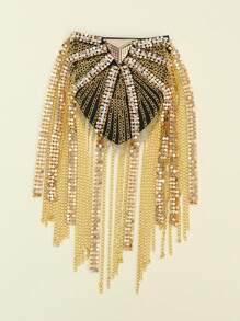 2 piezas de broches/alfileres decorativos de metal con cristal de cristal trenzado a mano en forma de triángulo y cadena, accesorios de moda adecuados para ropa de mujer occidental, uso para fiestas, regalos festivos y uso diario