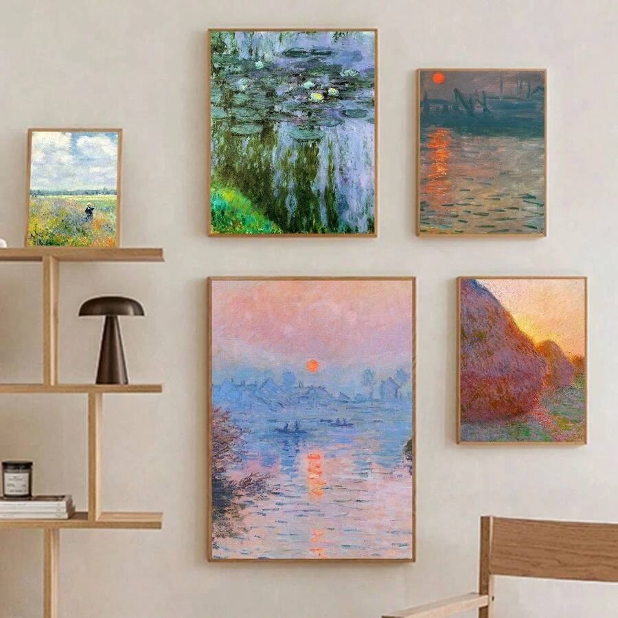 1 tấm áp phích nghệ thuật phim trường phái ấn tượng trừu tượng phong cách Claude Monet trang trí tường phòng bar quà tặng khung tùy chọn - Nhiều màu - Xem 1