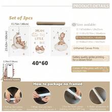 1件或3件套可爱梦想熊婴儿房装饰墙饰：金色装饰挂件，饰有云朵、星星和“宝贝，梦想远大”励志标语 - 适合男宝宝和女宝宝