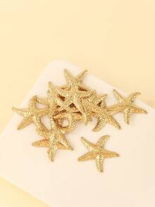 13pcs Embossed Starfish Copper Material Single Hole Accessory, For Earrings, Necklaces, Bracelets DIY Assembly - Brass - View 2
