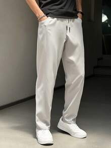 1pc Drawstring Waist Patchwork Personalized Cargo Pants, Suitable For Spring/Autumn, Valentine's Day, Thanksgiving, Teacher's Day, Father's Day, Easter, Carnival, New Year