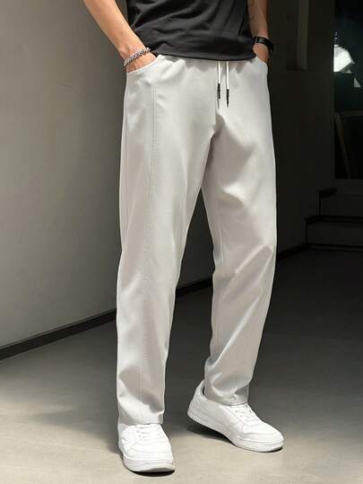 1pc Drawstring Waist Patchwork Personalized Cargo Pants, Suitable For Spring/Autumn, Valentine's Day, Thanksgiving, Teacher's Day, Father's Day, Easter, Carnival, New Year