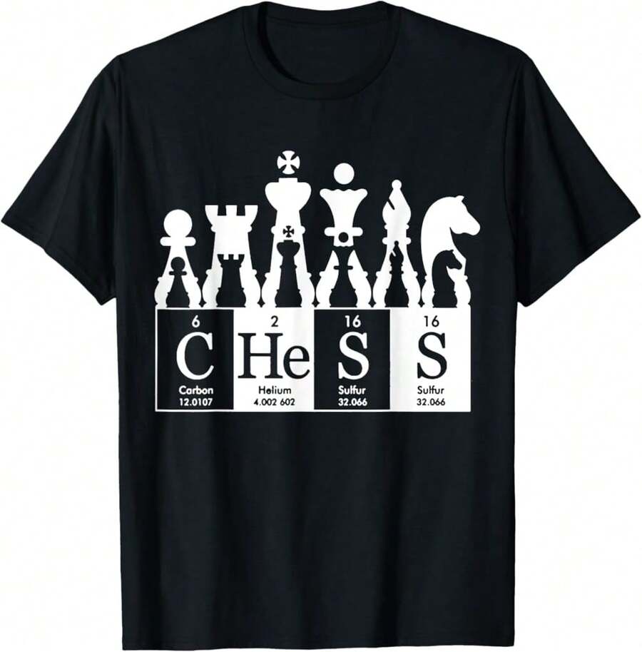Chess Sets Periodic Table Elements T Shirt Gift For Kids Men T-Shirt=AL Gifts For Her - Black - View 1
