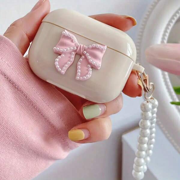 3D Pink Bowknot Matte Silicone Soft Case Compatible With Apple Pro2/4th/3rd Generation, Suitable For Wireless Earphones, Holiday Gift