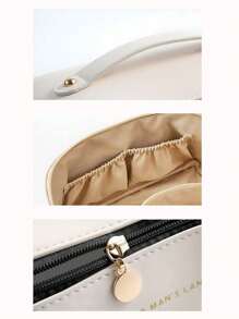 Large Capacity Travel Makeup Bag, Made Of PU, Stylish & Appearance, Portable Handheld Storage, Multifunctional Toilet Pouch