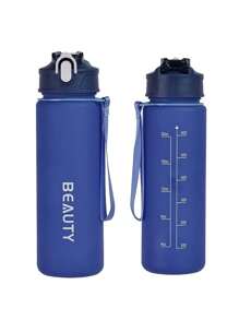 (Suitable For Boys & Girls, 6 Colors Available) Student Water Bottle, Suitable For Kindergarten, Hydration Reminder, With Measuring Cup. 1pc 800ml Water Bottle With Strap, Leakproof, Shockproof, Portable - Suitable For Travel, Outdoor Activities