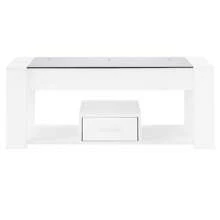 Sweiko Coffee Table, Chest Of Drawers, Living Room Furniture, With Drawer And Shelf, With Two Drawers, Large Open Space, Glass Table Top, 100 X 50 X 40 Cm