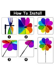 1/4PCS Colorful Durable Windmills Set, DIY Pinwheels Set, Colorful Wind Spinner Set, Durable Plastic, Garden Decorations, Assorted Outdoor Parties, Courtyard, Farm, And Park - Multicolor - View 7