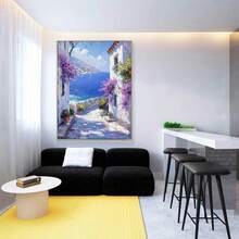 1件地中海風景畫布藝術印畫－經典風格牆面裝飾，適用於居家辦公室、浴室、客廳和臥室－適用於室內/室外－牆面藝術裝飾。可選配框 - 彩色 - 查看 9