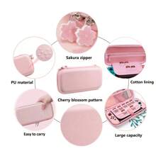 Pink Unique Sakura Blossoms Storage Bag Carrying Case Compatible With Switch/OLED Game Accessories Portable Travel Carrying Bag