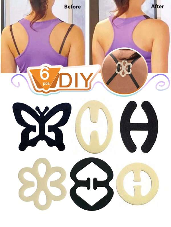 6/3 pièces Clips invisibles antidérapants pour bretelles de soutien-gorge, Boucles anti-exposition, Porte-bretelles pour sous-vêtements féminins, Pour lingerie - Bretelles en croix.