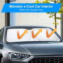 Foldable Car Front Window Sunshield, Blocks UV Rays And Sun Heat, Universal Car Sun Shield For Most Vehicles (Small/Large/X-Large Size) - S(59*29in) - View 6