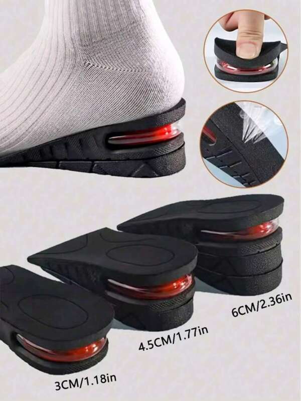 2 pares de plantillas invisibles para aumentar la altura, inserciones para aliviar el pie con amortiguación de impactos, para hombres y mujeres