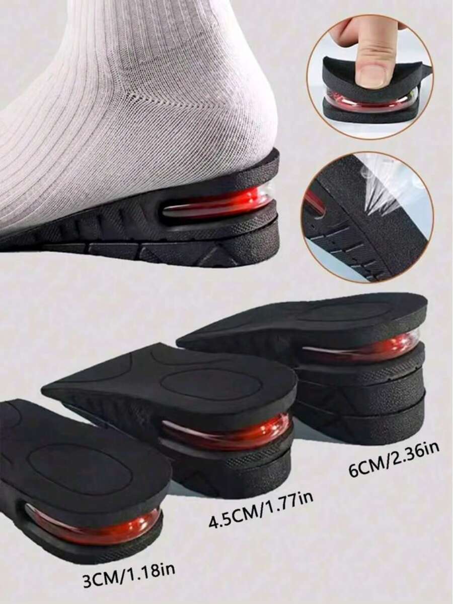 2 pares de plantillas invisibles para aumentar la altura, inserciones para aliviar el pie con amortiguación de impactos, para hombres y mujeres