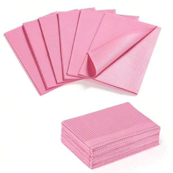 20pcs/30pcs Disposable Dental Bibs, Foldable Pink Cleaning Paper Towels Suitable For Tables, Manicure Practice Beds, 3-Layer Waterproof Tattoo Supplies, Suitable For Patients - Supplies For Dentists, Beauticians, Nail Desks, Eyelash Extensions