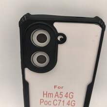(四合一) 全新适用于 Redmi A5 Redmi A4 手机壳 亚克力手机壳 + 钢化玻璃膜 适用于 Redmi A5 + 碳纤维背膜 + 镜头膜 - 黑色 - 查看 5
