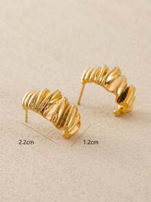 1 Pair Retro Creative Pinched Ear Studs, Fashionable High-Quality Stainless Steel Versatile Jewelry For Women