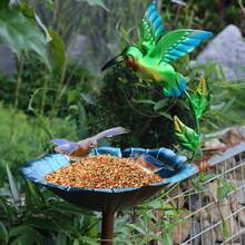 1pc Iron Hummingbird & Leaf Shaped Outdoor Bird Feeder, Decorative Atmosphere, Favorite For Bird Lovers