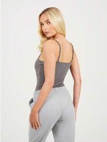 brave soul Panelled Vest Bodysuit - Slate - View 4