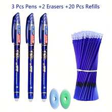 返校可擦凝胶笔，25支装蓝色/黑色/红色可擦凝胶墨水笔，学校及办公用品，文具书写笔，创意学生礼品，返校文具，学校用品，礼品笔