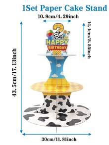 1 套生日快乐主题卡通故事纸杯蛋糕架装饰，3 层蓝白云风格生日蛋糕架，派对蛋糕装饰甜点架，适合 2 岁生日派对餐桌装饰用品，厨房蛋糕装饰 - 彩色 - 查看 11