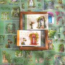 have a good day 1pc 16pcs/Pack Vine & Architecture Theme Sticker Book, Aesthetic Style Scrapbook Stickers, DIY Collage Card Materials, Personalized Notebook Handmade Journal Art Decoration, Office & School Supplies - View 3