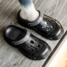 Ciabatte da uomo con fori, sandali estivi slip-on con design a punta chiusa, uso bidirezionale, antiscivolo, scarpe da spiaggia e sport acquatici da esterno