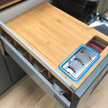 Chopping Board With Containers, Large Bamboo Cutting Board With Anti Slip Pads - Wood Color - View 7