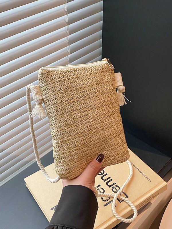 New Woven Phone Bag, Straw Woven Women Shoulder Bag, Crossbody Small Bag, Beach Bag