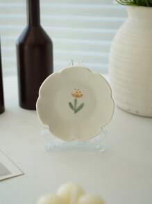 1 pieza Juego de taza y platillo de cerámica con asa, elegante taza de té con relieve floral pequeño y mariposa, taza de café/té de moda con asa, taza de agua para el hogar de vuelta a la escuela
