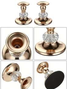 1pc Metal & Crystal Candlestick Holder, Suitable For Candle Light Dinner, Birthday Party, Friends Gathering, Home Decor, Tabletop Decoration,Christmas Decorations,Christmas Decor,Christmas Gifts,Room Decor