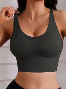 Women Sports Padded Seamless Wirefree Shock Absorbing Supportive Breathable Camisole