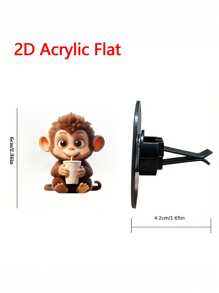 1pc 2D Cute Hedgehog & Sunflower/Cute Monkey Car Air Vent Clip, Fragrant Air Freshener, Beautiful Interior Decoration, Fashionable Car Accessory