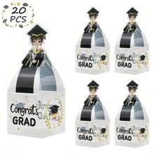 20PCS Transparent Graduation Gift Box For Party Grad Candy Boxes Graduation Gift Boxes For Graduation Party Favor Decoration