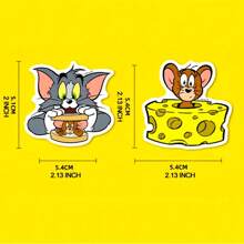 TOM AND JERRY. 50 PIEZAS Pegatinas de dibujos animados Tom y Jerry, Pegatinas decorativas de gato y ratón en versión de role-playing para fiesta, laptop, estuche de lápices, guitarra, equipaje, pegatinas de animales lindas para niños, adolescentes y adultos [Licenciado oficialmente]