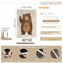 Cute Bear 1 Or 3 Nursery Wall Art Set: 3 PiecesForest Theme Nursery Decor With Hand Painted Brown Bears And Blush - Unisex Scandinavian Nursery Prints - Multicolor - View 13