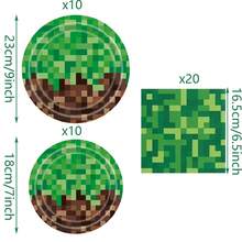 10 件/20 件/40 件/套，像素派对 9 英寸 7 英寸纸盘餐巾 - 视频游戏派对用品，像素主题纸盘餐巾，用于生日派对餐具装饰 - 彩色 - 查看 8