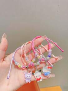 Sanrio Sanrio Hello Kitty Adjustable Woven Bracelet Handcrafted Cute Resin Pendant Jewelry, Suitable For Teenagers, Birthday Gifts For Best Friends, Anime Fashion Birthday, Easter Christmas Gifts.Friendship Bracelet,Girls Bracelets