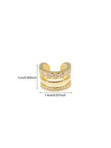1pc Fashionable Personalized Geometric C-Shaped 18K Gold Plated Zirconia Ear Clip Ear Bone Clip