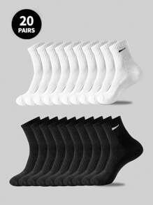 20 pares de calcetines casuales para hombre, calcetines de longitud media, calcetines blancos, calcetines de invierno, calcetines negros, desodorizantes, deportivos, transpirables, que absorben el sudor / Dos estilos a elegir (delgado/grueso)